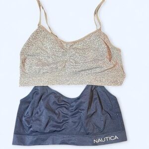 Nautica Dual-Tone Bra Set in light gray and Dark Blue